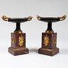 Pair of French Parcel-Gilt Bronze and Marble Tazze