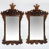 Pair of George III Style Painted and Parcel-Gilt Chinoiserie Mirrors