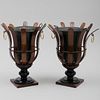 Pair of Bentwood and Tole Urns