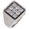 ANILLO CON DIAMANTES EN PLATA PALADIO con 9 diamantes corte brillante ~1.80 ct Claridad: SI-I3. Peso: 22.8 g. Talla: 8 ¼ | RING WITH DIAMONDS IN PALLA