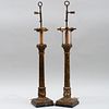 Pair of Giltwood Columnar Form Table Lamps