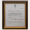 Framed Thank You Letter from Prince Charles and Camilla Duchess of Cornwall
