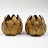 Pair of Small Gilt Artichoke Form Candle Holders