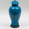 Contemporary Blue Glazed Porcelain Table Lamp