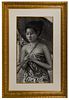 Niko Siswanto (Indonesian, b.1977) 'Wanita Berpayung' Charcoal on Paper
