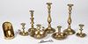 Group of brass candlesticks, 19th and 20th c.