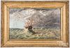 Oil on canvas seascape, 19th c.