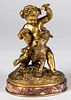 French gilt bronze statue of Bacchus and a lioness