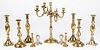 Group of brass candlesticks, 19th and 20th c.