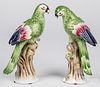 Pair of contemporary porcelain parrot figures