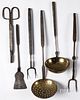 Wrought iron long handled utensils, 19th c.