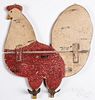 Contemporary painted pine rooster wall plaque