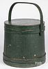 Large green painted firkin, 19th c.