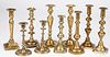 Ten brass candlesticks, 19th/20th c.