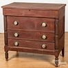 New England painted walnut and pine mule chest