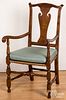 New England Queen Anne maple armchair, mid 18th c.