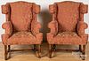 Pair of William and Mary style wing chairs.