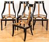 Four ebonized dining chairs, 20th c.