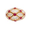 Ring, GIA 20th Century 14K Gold, Ruby and Mother of Pearl Ring