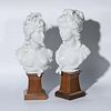 Pair Royal Worcester Night and Day porcelain Busts