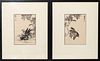 Pair of Kono Bairei woodblock prints