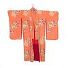1920s vintage japanese handwoven silk damask kimono, hand decorated