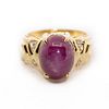 14K Gold Star Ruby and Diamond Vintage Ring