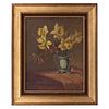 JOHANNA WYSZOMIRSKA-TIUNIN. Bodegón con flores en jarrón de porcelana Óleo sobre tela. Enmarcado. 63 x 50 cm.
