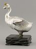 A fine enamelled silver Goose Koro,<BR>c.1900, the bird naturalistically modelled with chased feathe