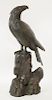 A magnificent bronze Incense Burner,<BR>Meiji period, cast as an eagle looking backwards, with gilde