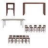 Set de muebles para bar. SXXI. Elaborado en madera y aluminio Consta de 11 Sillas altas. Con respaldos semiabiertos y 3 mesas