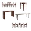 Set de muebles para bar. SXXI. Elaborado en madera y aluminio Consta de 11 Sillas altas. Con respaldos semiabiertos y 3 mesas