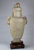Chinese White Jade Covered Vase, Qing Dynasty