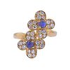 Van Cleef &amp; Arpels 18k Gold Diamond Sapphire Flower Ring