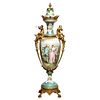 Palatial French Ormolu-Mounted Sevres Porcelain Hand-Painted Vase and Cover