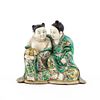 CHINESE FAMILLE VERTE HEHE TWINS PORCELAIN FIGURE