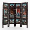 4 PANEL FIGURAL REVERSE PAINTED TABLE SCREEN