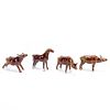 CHINESE 4PC BROWN GLAZED COW & HORSE FIGURES