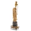 CHINESE CARVED SOAPSTONE QUANYIN TABLE LAMP
