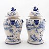 PR., CHINESE BLUE DECORATED LION TEMPLE JARS