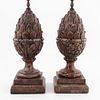 PAIR, BROWN DYED ALABASTER ACORN TABLE LAMPS