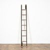 ENGLISH GREEN LEATHER FOLDING LIBRARY LADDER