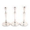 SET OF 3, OLD SHEFFIELD SILVER PLATE CANDLESTICKS