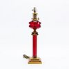 RUBY GLASS AND BRASS COLUMN-FORM BANQUET LAMP