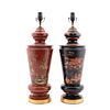 TWO PIECES, CHINOISERIE TURNED WOOD TABLE LAMPS