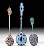 19th C. Russian & Danish Cloisonne Silver Spoons (3)