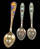 19th C. Russian Silver & Gilt Cloisonne Spoons (3)