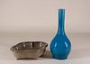 Ge Style Quatrefoil Bowl and Turquoise Bottle Vase