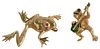 Two 14 Karat Gold Frog Brooches, each with colored eyes, 14.6 grams.