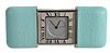 Tiffany & Company Travel Clock, having Tiffany blue leather case, 1 1/2" x 2 1/2".